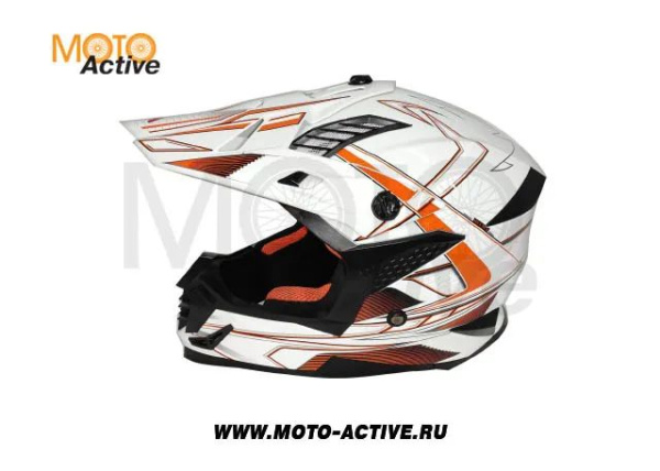 Шлем (кроссовый) ATAKI SC-16 Rift, оранжевый/белый глянцевый